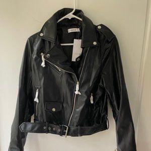Black Faux Leather JustFab jacket Size M